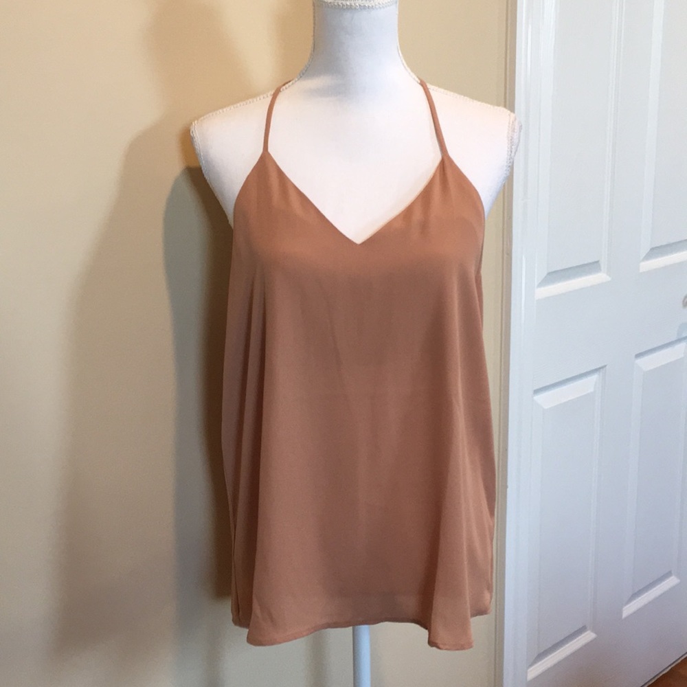Tan Apricot T Strap Tank Top - Picture 1 of 8